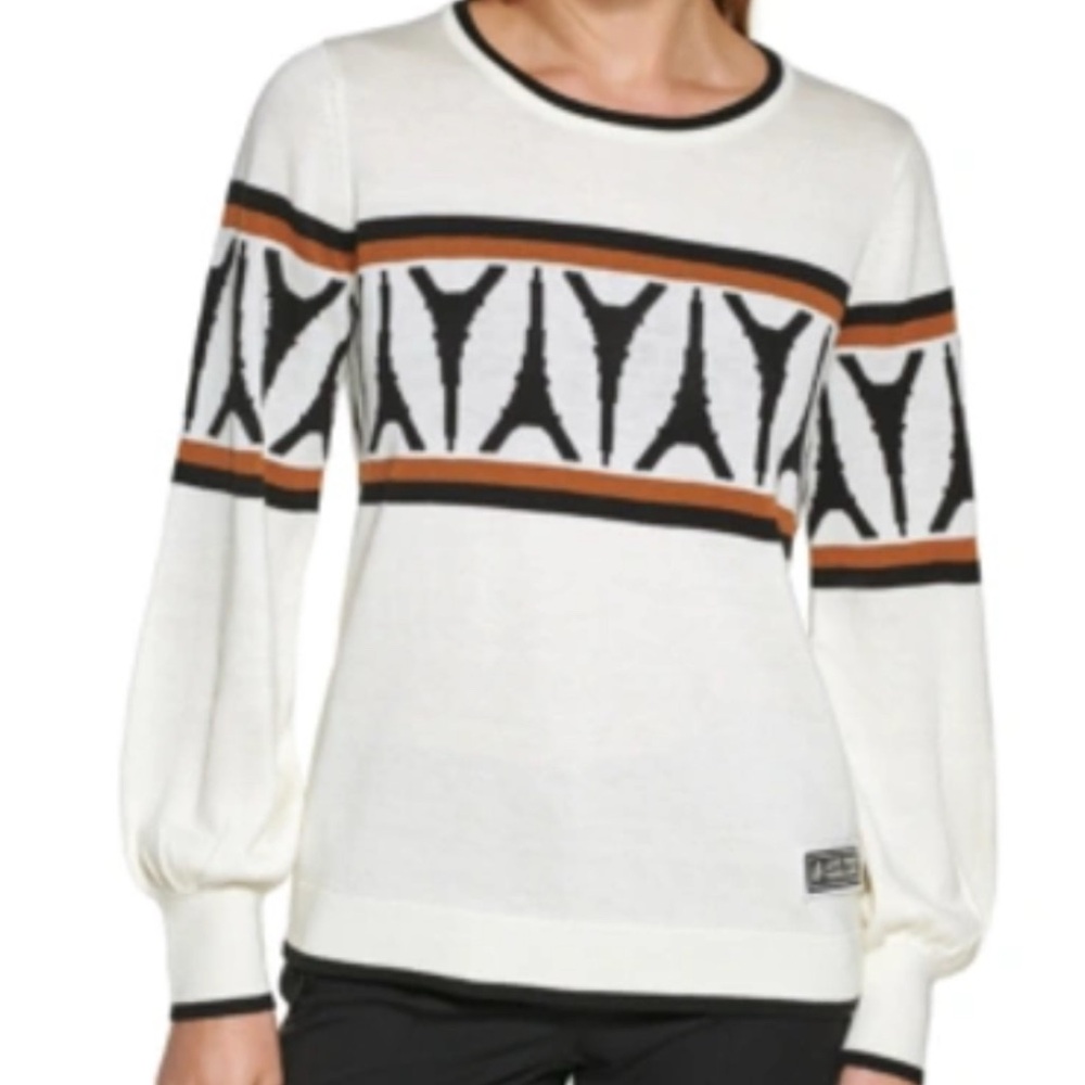 Karl Lagerfeld Retired Tossed Eiffel Tower Sweater In Ivory XL